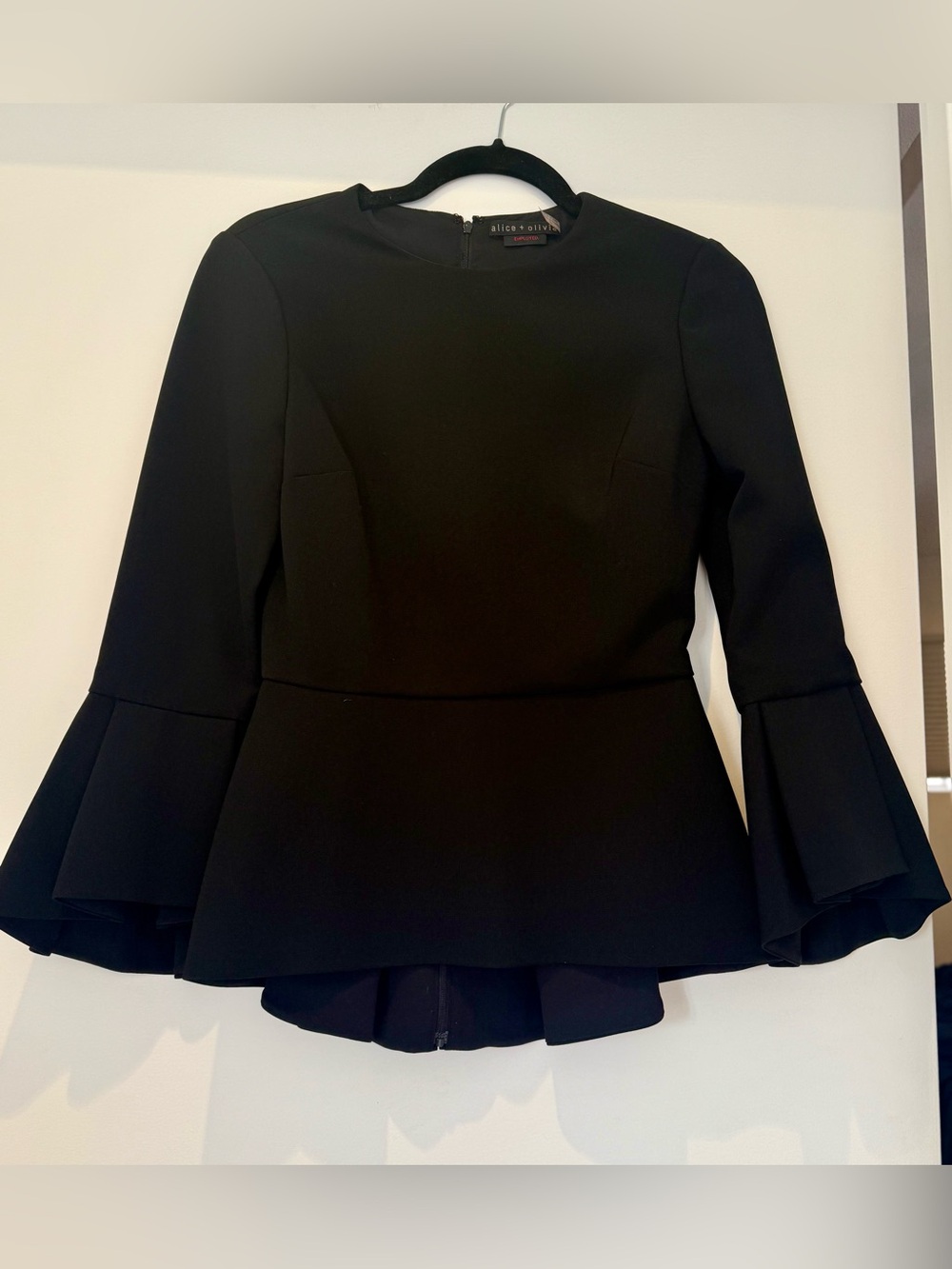 Alice + Olivia Elegant Black Bell Sleeve Blouse
